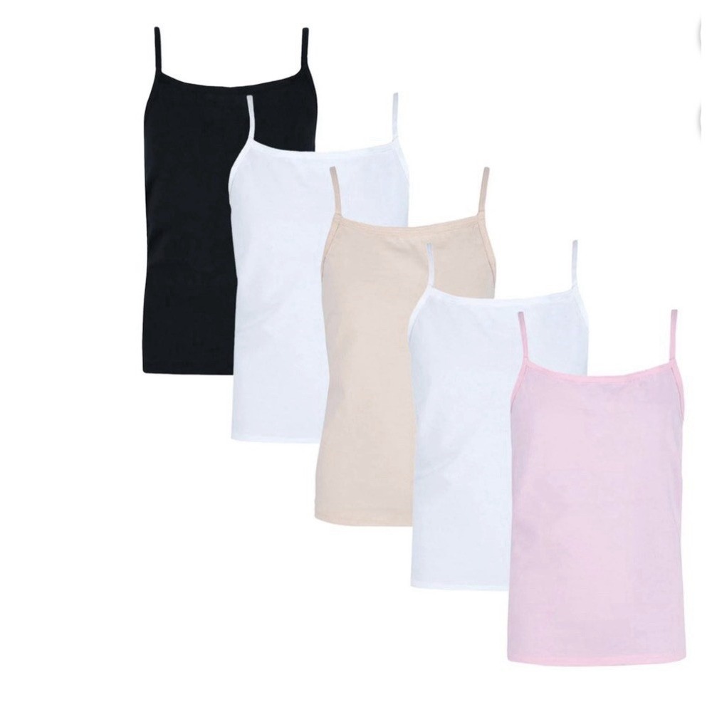Girls Fruit Of The Loom Cotton Camis Asst Solids 5 pack Sz: S 4-6